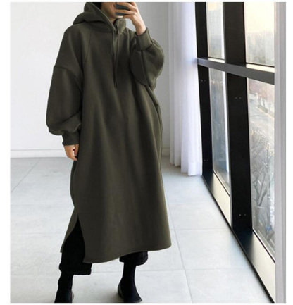 人気上昇中 保温性いい 無地 ロング 裏ボア パーカー