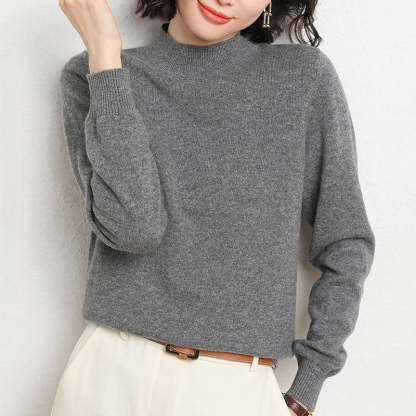 ハーフネック 無地 カジュアル シンプル 長袖 ニット