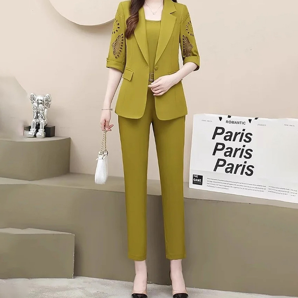 無地 カジュアル シンプル 長袖 スーツ 3点セット