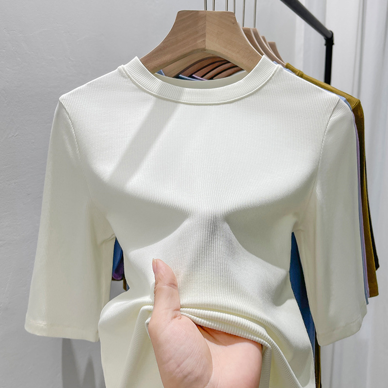 大人気 エレガント 無地 半袖 夏 tシャツ