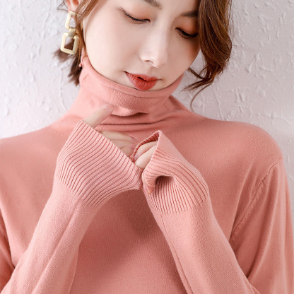 無地 カジュアル シンプル タートルネック ニットセーター