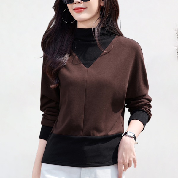 レイヤード風 あったか カジュアル 配色 インナー