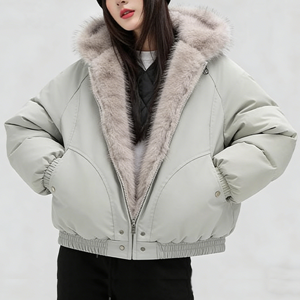 ふわふわ フード付き 無地 カジュアル シンプル ジャケット