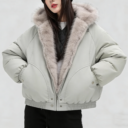 ふわふわ フード付き 無地 カジュアル シンプル ジャケット