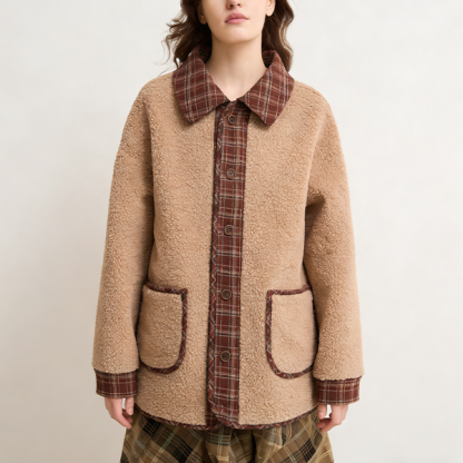 秋冬用 フェイク 配色 シェルパ ジャケット