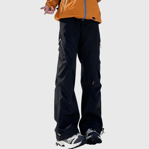 裏起毛 厚手 トレッキング 無地 ルーズウエスト パンツ