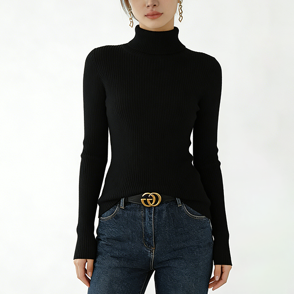 無地 レディース タートルネック ニット