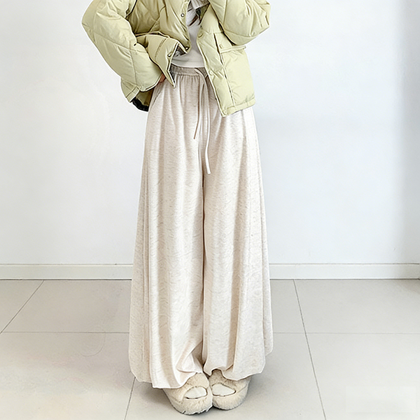 無地 カジュアル シンプル 細見え 裏起毛保温 ガウチョパンツ