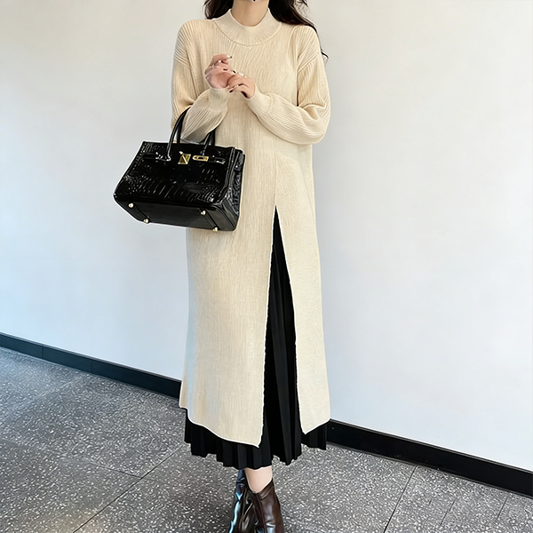 【単品注文】無地 ロング丈 レディース ファッション ニットワンピース