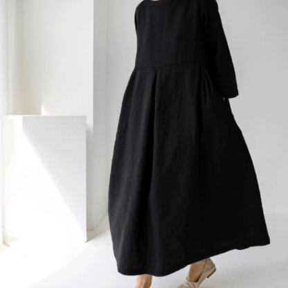ファッション 無地 リネン コットン カジュアル  ワンピース