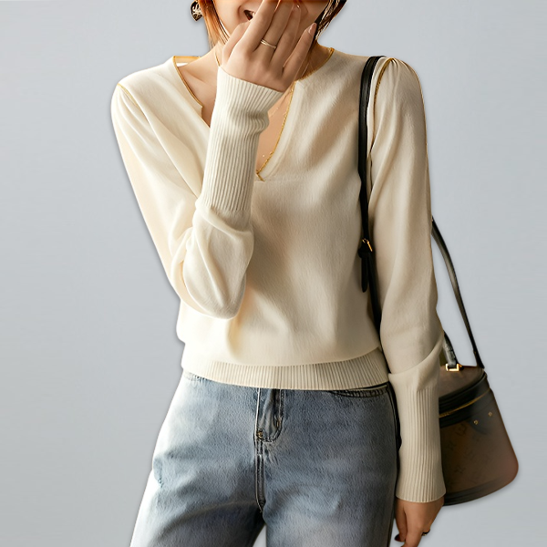 新作 レディース Vネック 無地 ニット