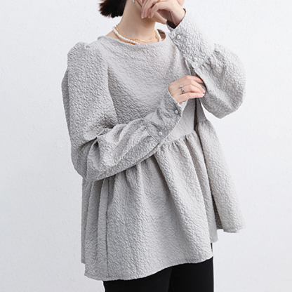 無地 カジュアル シンプル 長袖 レディース シャツ・ブラウス