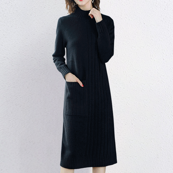 定番アイテム ハイネック ニットワンピース
