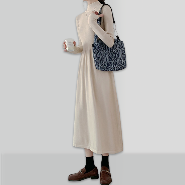 ファッション 無地 カジュアル シンプル ニットワンピース