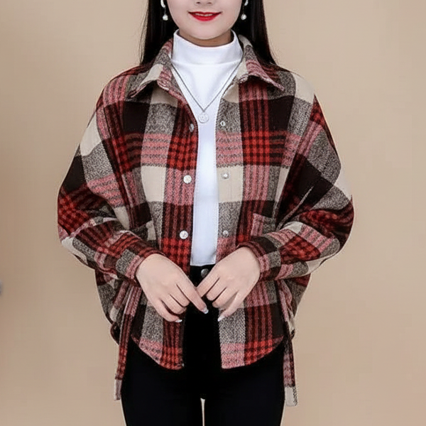 シンプル 冬 裏起毛 チェック柄 アウター