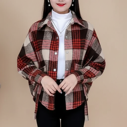 シンプル 冬 裏起毛 チェック柄 アウター