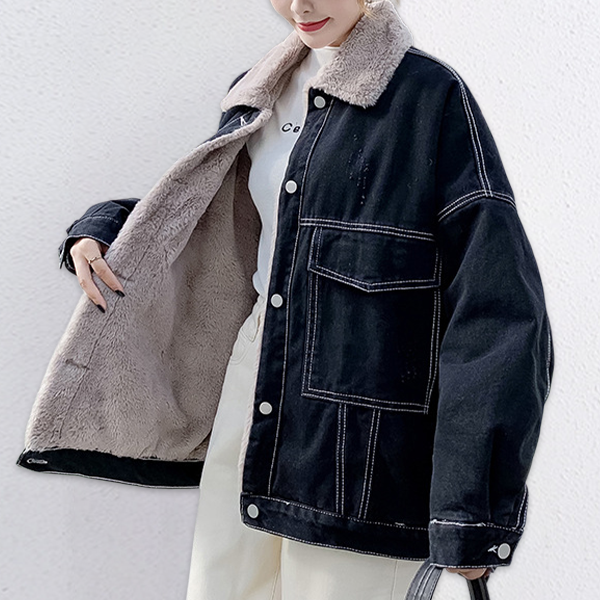 無地 カジュアル シンプル 長袖 厚手 デニム ジャケット