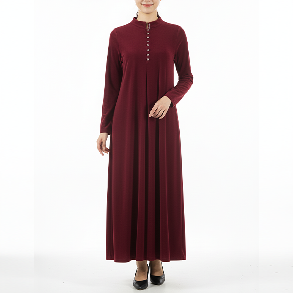 無地 ボタン付き エレガント ベルベット ワンピース