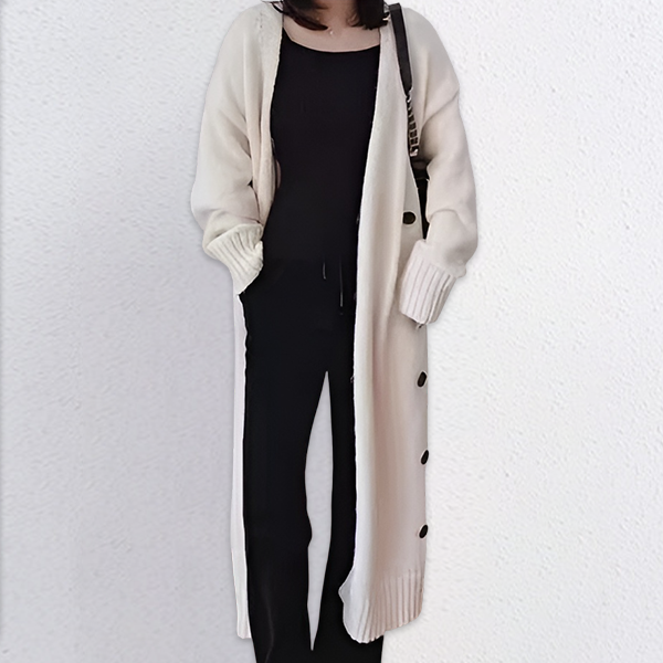 ロング ニット 無地 カジュアル シンプル カーディガン