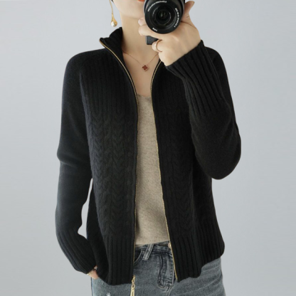 無地 カジュアル シンプル ジッパー付き カーディガン