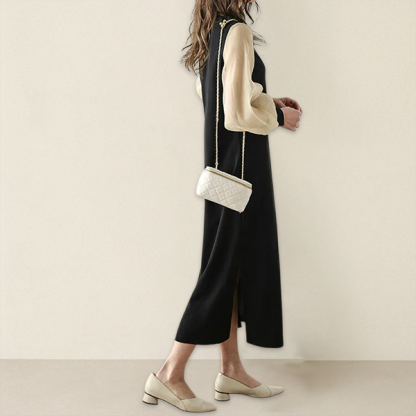 ファッションパッチワークロングワンピース