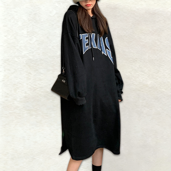 完売必至 フード付き アルファベット パーカー ワンピース