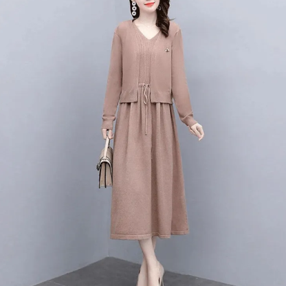 無地 カジュアル レディース ニット+ワンピース 二点セット