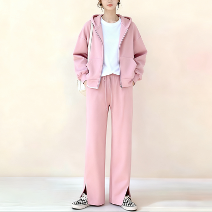 フード付き 無地 レディース パーカー セットアップ