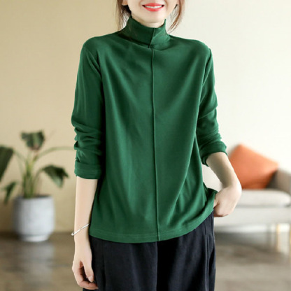 暖か ハイネック 無地 ハイネック カットソー