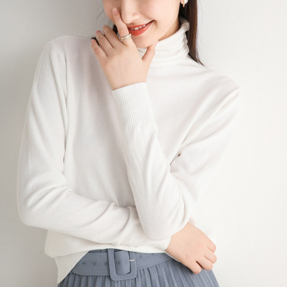 無地 カジュアル シンプル タートルネック ニットセーター