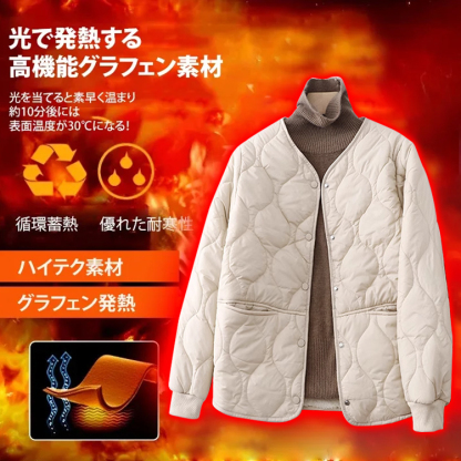 寒さ対策 シンプル ノーカラー ワンボタン 中綿入り ジャケット