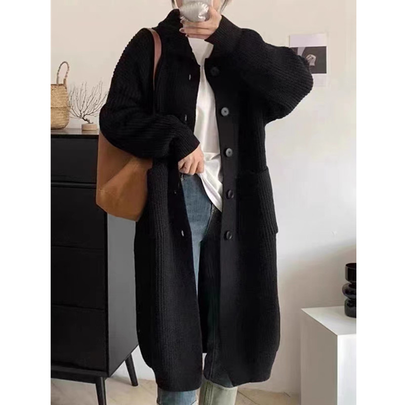 圧迫感なし ルーズ 無地 ロング丈 カーディガン