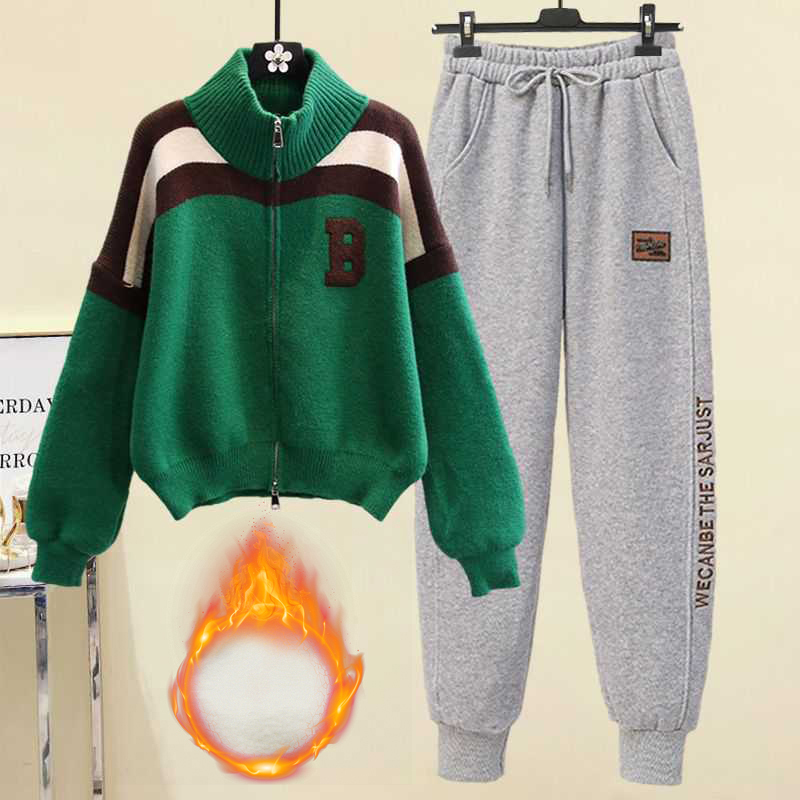 配色 カジュアル シンプル 長袖 上下セット