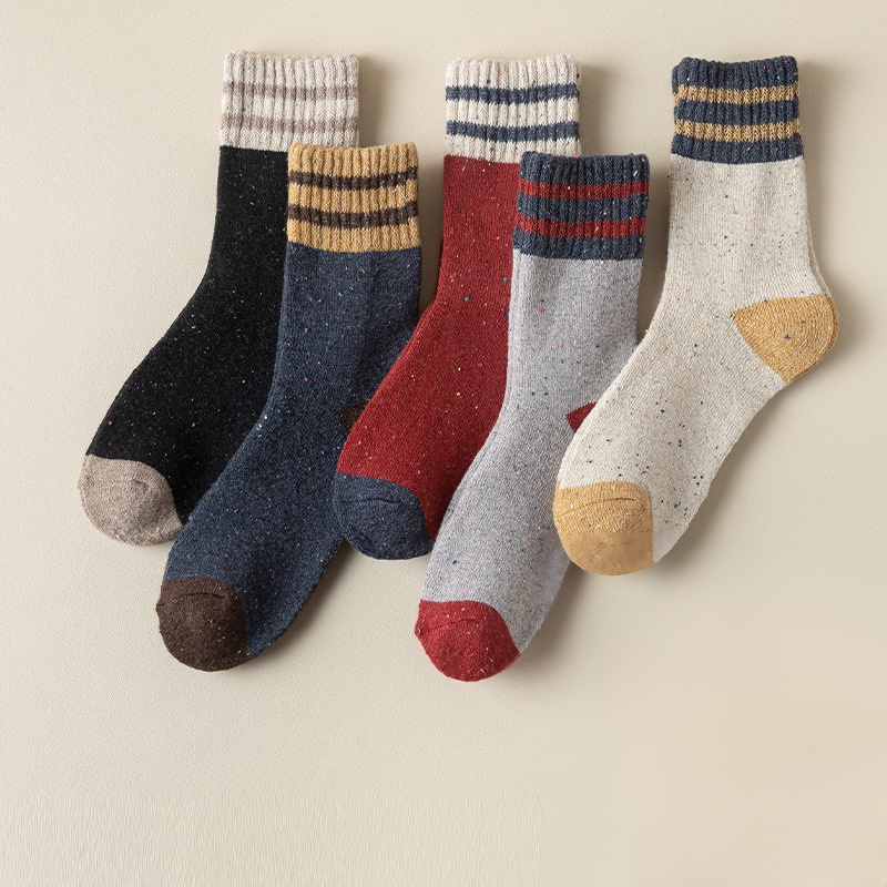 レディース コント ラスト配色 ウール ソックス