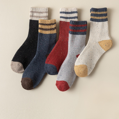 レディース コント ラスト配色 ウール ソックス