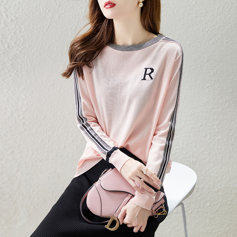 レディー スラウンドネック 配色 ラウンドネック ニット