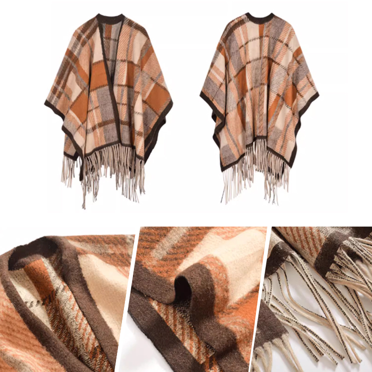 秋冬 レトロ チェック柄 ストール