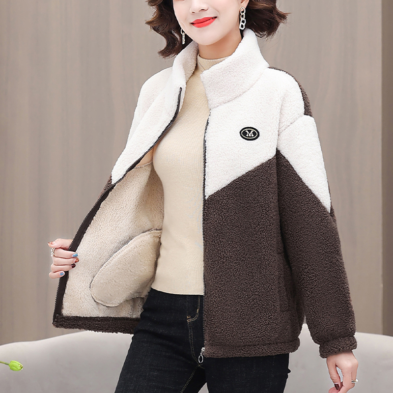 レディース 配色 ジッパー付き ジャケット 