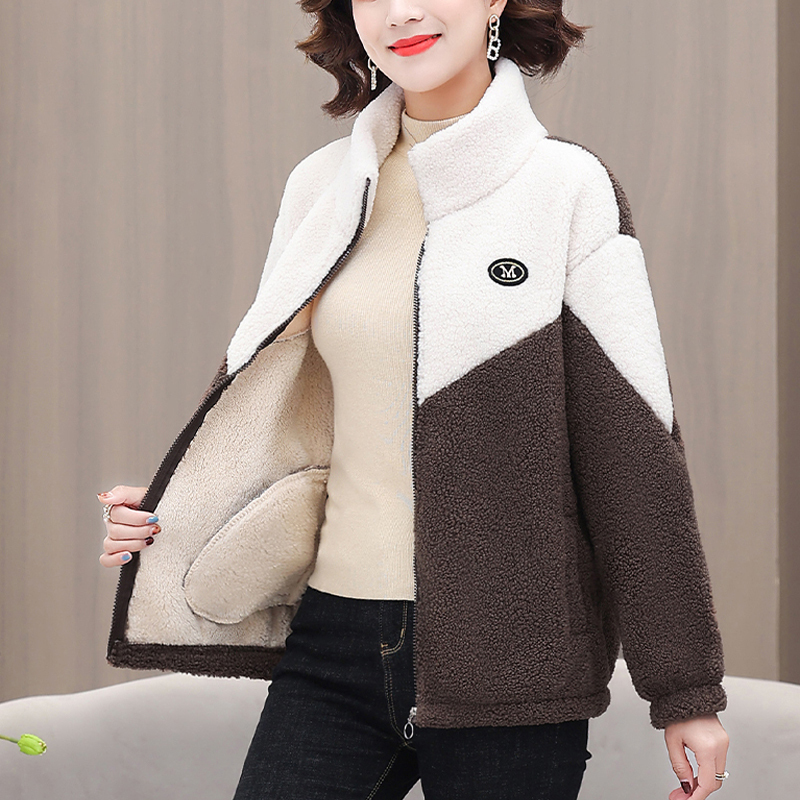 レディース 配色 ジッパー付き ジャケット 