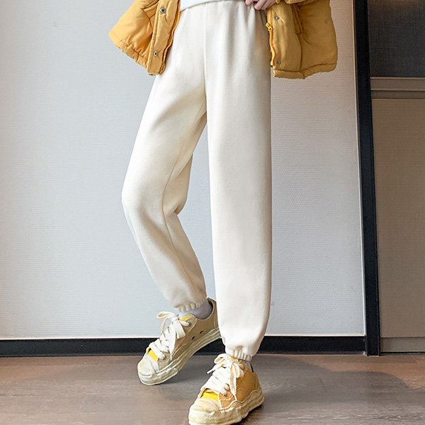 レディース 厚手 無地 カジュアル ジョガーパンツ