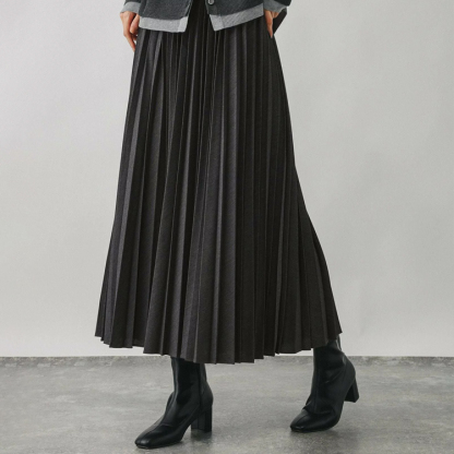 黒い プリーツ 無地 カジュアル シンプル スカート