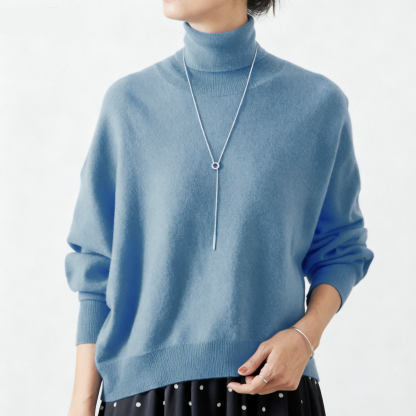 タートルネック ドルマンスリーブ 無地 ニット