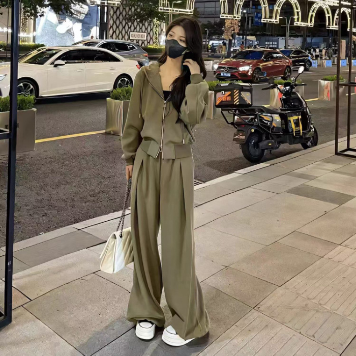 無地 カジュアル シンプル 韓国風 フード付き カジュアル セットアップ