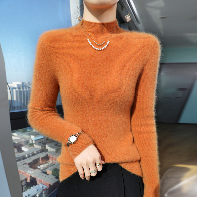 【日本製尾州織り】レディース ハイネックウールニット