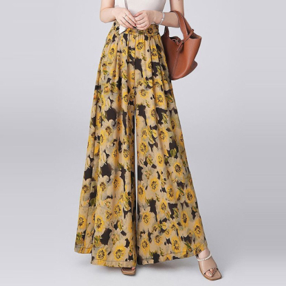 人気爆発中 プリント柄 UVカット ガウチョパンツ