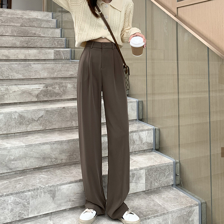 ハイウエスト 無地 カジュアル シンプル ガウチョパンツ