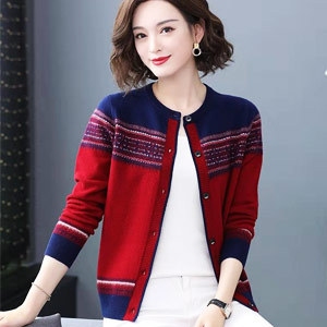 トレンディ プリント柄 シンプル ニット カーディガン