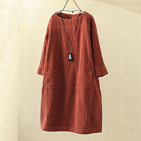 大活躍  シンプル 上質 無地 コーデュロイ ワンピース