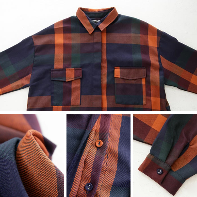 ロング チェック柄 シャツ＋ワイドパンツ セットアップ