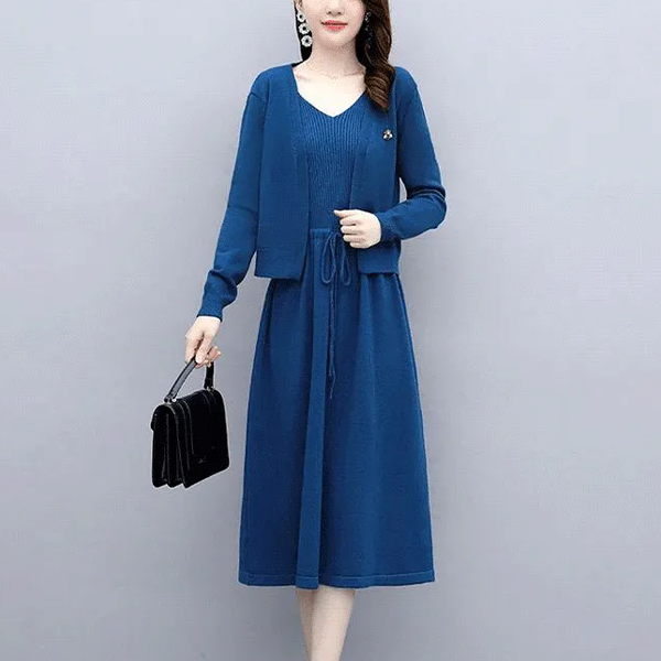 無地 カジュアル レディース ニット+ワンピース 二点セット